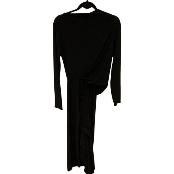 Zara Womens Midi Dress M Black Knot Front Midi Long Sleeve Cocktail 1165/549 NWT - Picture 2 of 8